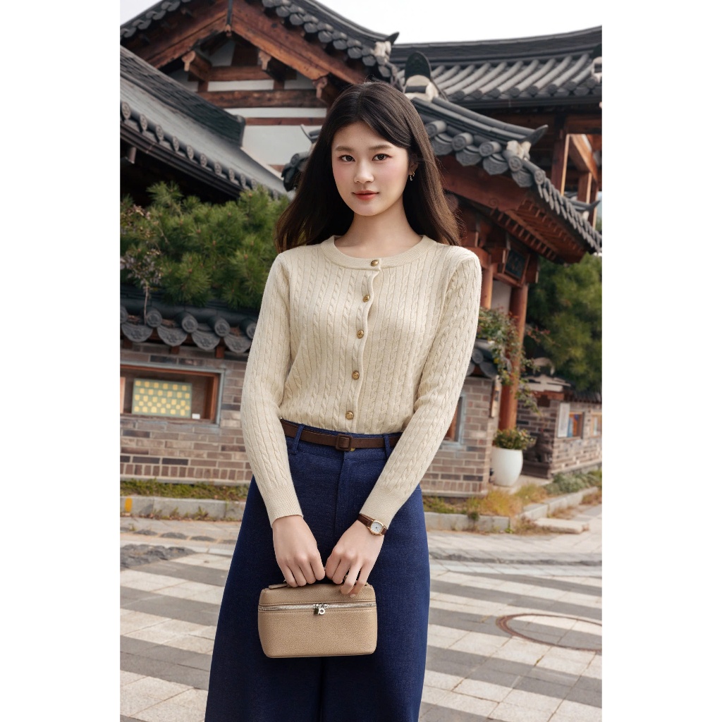 (Harmony) Áo cardigan len vằn thừng, mềm mướt, form basic phù hợp mùa thu đông thời trang nữ Calie Al170 | BigBuy360 - bigbuy360.vn