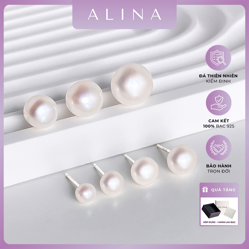 Bông Tai Bạc 925  N g o c T r a i Bông Nụ Hột Bẹt Đơn Giản Phong Cách Cổ Điển Sang Trọng 0752 A12-A17