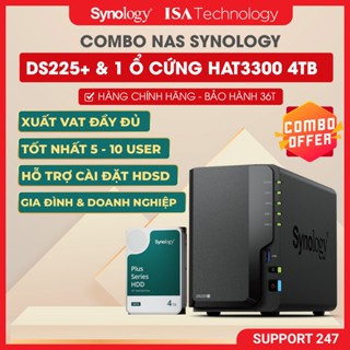   COMBO  Nas Synology DS225+ kèm 1 ổ cứng HAT3300 4TB – Giải pháp lưu trữ chuyên nghiệp cho gia đình 