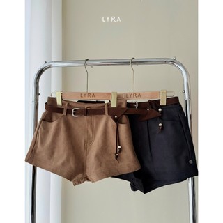 LYRA - Quần short nữ da lộn kèm đai da quần đùi cạp cao form ôm phong cách vintage dễ phối đồ CSYQS0067