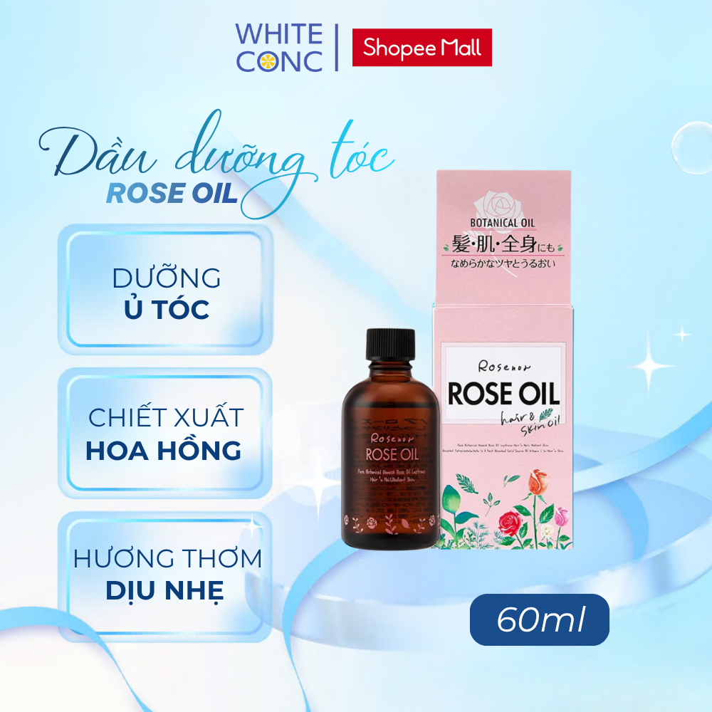 Dầu Dưỡng Tóc Hoa Hồng Rose Oil White Conc Nhật Bản Dầu Ủ Tóc Tinh Dầu Hoa Hồng Phục Hồi Tóc - Chai 