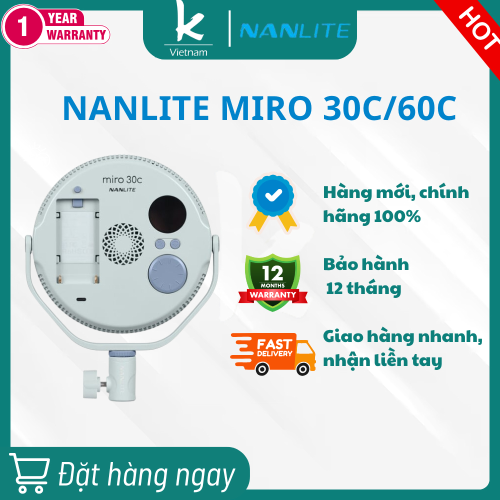 Nanlite Miro 30C / 60C Đèn LED RGBW Nebula C4 Round Light Panel