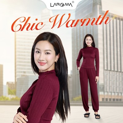 LAROMA Bộ Quần Áo Thu Đông Cổ Cao Quần Bo Cho Nữ | Basic - Giữ Ấm - Vải Thơm - Kháng Khuẩn