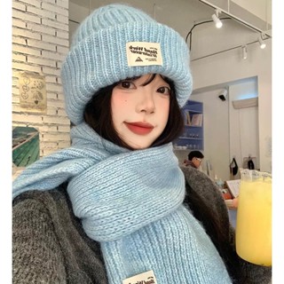  Set khăn choàng cổ và mũ len đan HandWorks CAMELLIA chất wool dày ấm áp mềm mại style Hàn Quốc 