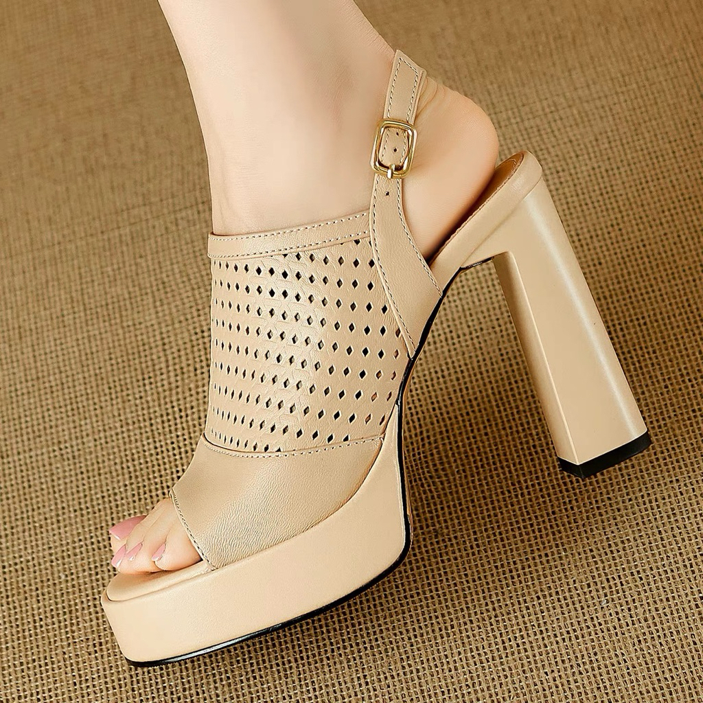 🩵 ORDER 🩵 Giày quai ngang bản to laze gót vuông 11cm 34-39