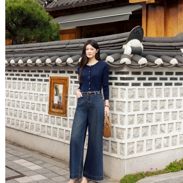 (Harmony) Quần jean ống rộng, form thiết kế mới trẻ trung thời trang thiết kế Calie Qj026 | BigBuy360 - bigbuy360.vn