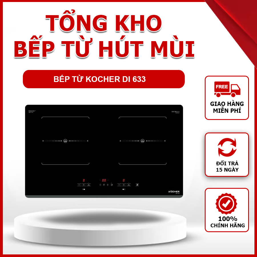 Bếp từ kocher DI-633 ặt kính kanger cao cấp, Điều khiển cảm ứng phím trượt slide với 9 cấp độ nấu li