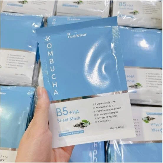 Lẻ Mặt Nạ Cấp Ẩm, Dưỡng Trắng Da Co & K'lear Kombucha B5 + HA Sheet Mask Hàn Quốc 25ml