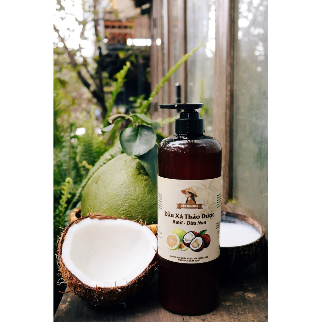 DẦU Ủ/ XẢ THẢO DƯỢC BƯỞI DỪA (giúp tóc mềm mượt,phục hồi hư tổn)