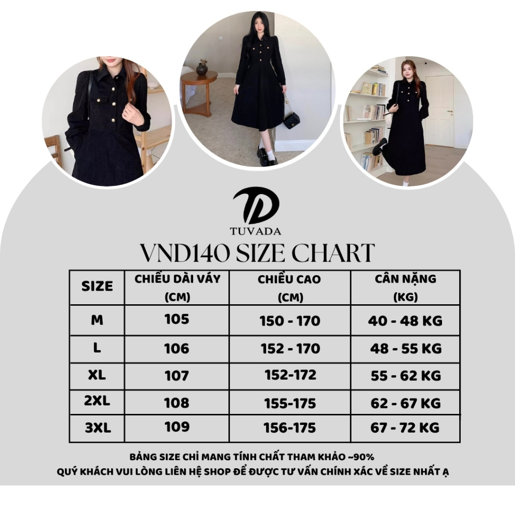 Váy dài tay dáng dài mùa đông cổ polo Tuvada, XẢ 25K đầm dài sang chảnh nhung tăm cúc vàng - VND140 | BigBuy360 - bigbuy360.vn