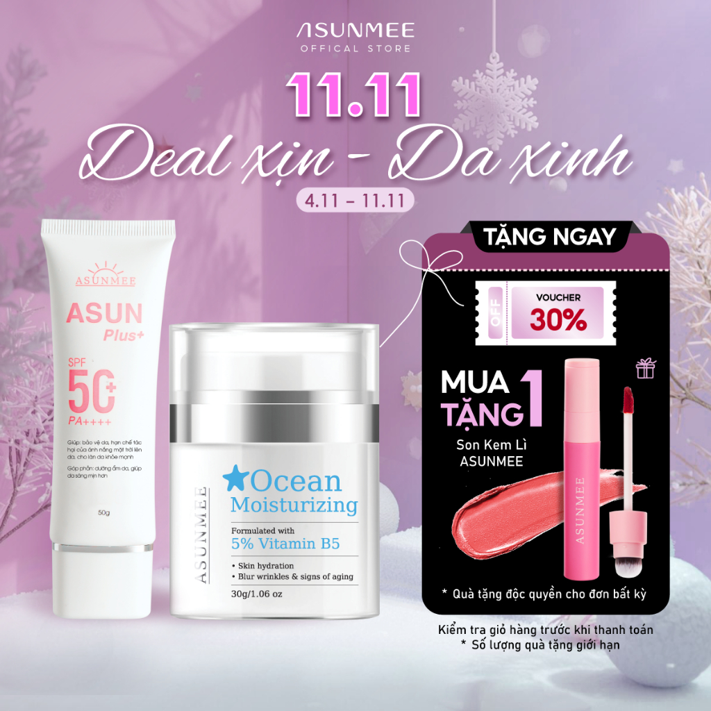 [ TẶNG SON ] COMBO Kem Chống Nắng Asun + Kem Dưỡng Ẩm OCEN 30g Cho Mọi Loại Da