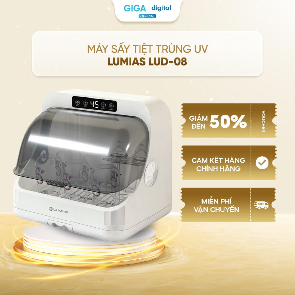 Máy sấy tiệt trùng UV Lumias LUD-08 - Stainless Steel Base/Plastic Base, 100W - Sấy khô + UV trong 5
