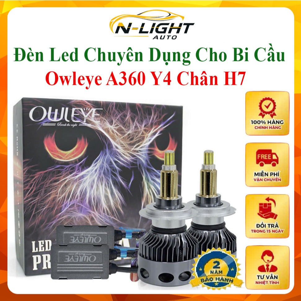 Bóng led ô tô 360 độ cho bi cầu Owleye A360Y4 4500K H7