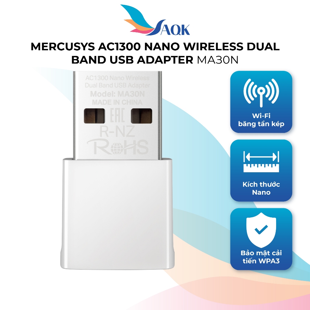 USB Wifi Mercusys AC1300 Nano Wireless Dual Band USB Adapter МАЗ0N - Hàng chính hãng