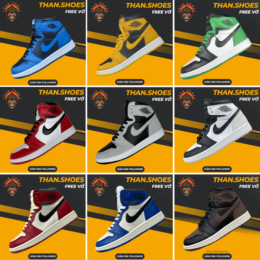 Giày Thể Thao Sneaker JD1 High, JD1 Cổ Cao Tổng Hợp Màu (1) - Than.Shoes