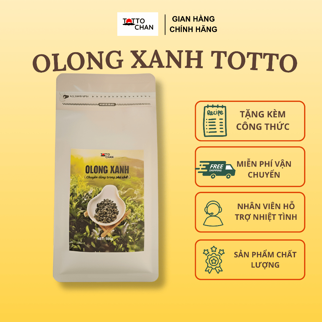 Trà Olong Xanh Totto, Màu đẹp– Nguyên Liệu Pha Trà Trái Cây,Trà Mật Ong, Olong Đào - Gói 500gr