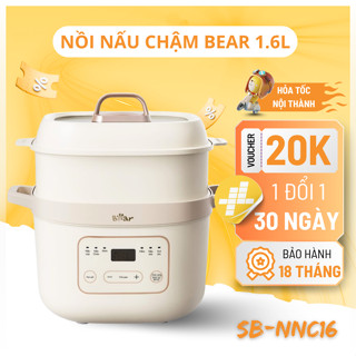Nồi Nấu Chậm Bear 1.6L chính Hãng Bảo Hành 18 Tháng 6 Chế Độ Phiên Bản Tiếng Việt SB-NNC16