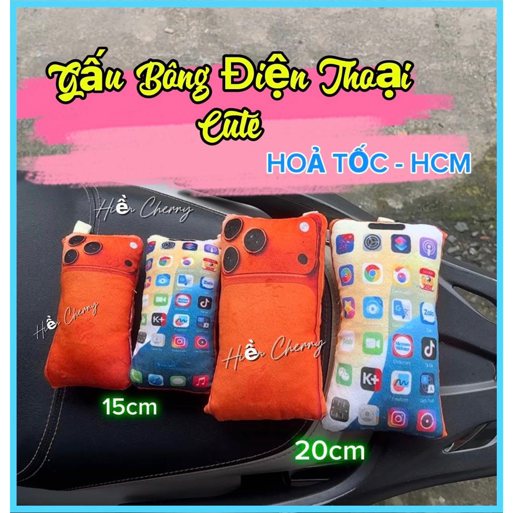 🧡(KHO SỈ)🧡HOẢ TỐC Gấu Bông in 3D hình điện thoại ip 17 bờ rồ max Dễ Thương- Hàng Loại 1 - Cao Cấp - 20cm - 15cm