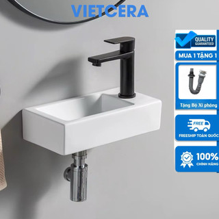 Lavabo rửa mặt mini treo tường KT 37x18 cm phù hợp dùng cho không gian phòng tắm chật hẹp, Lavabo y tế trái - Phải