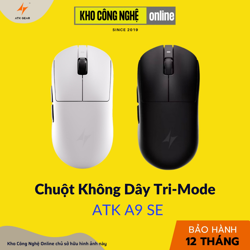 Chuột không dây ATK A9 SE Tri-mode Nearlink White (Hàng Chính Hãng)