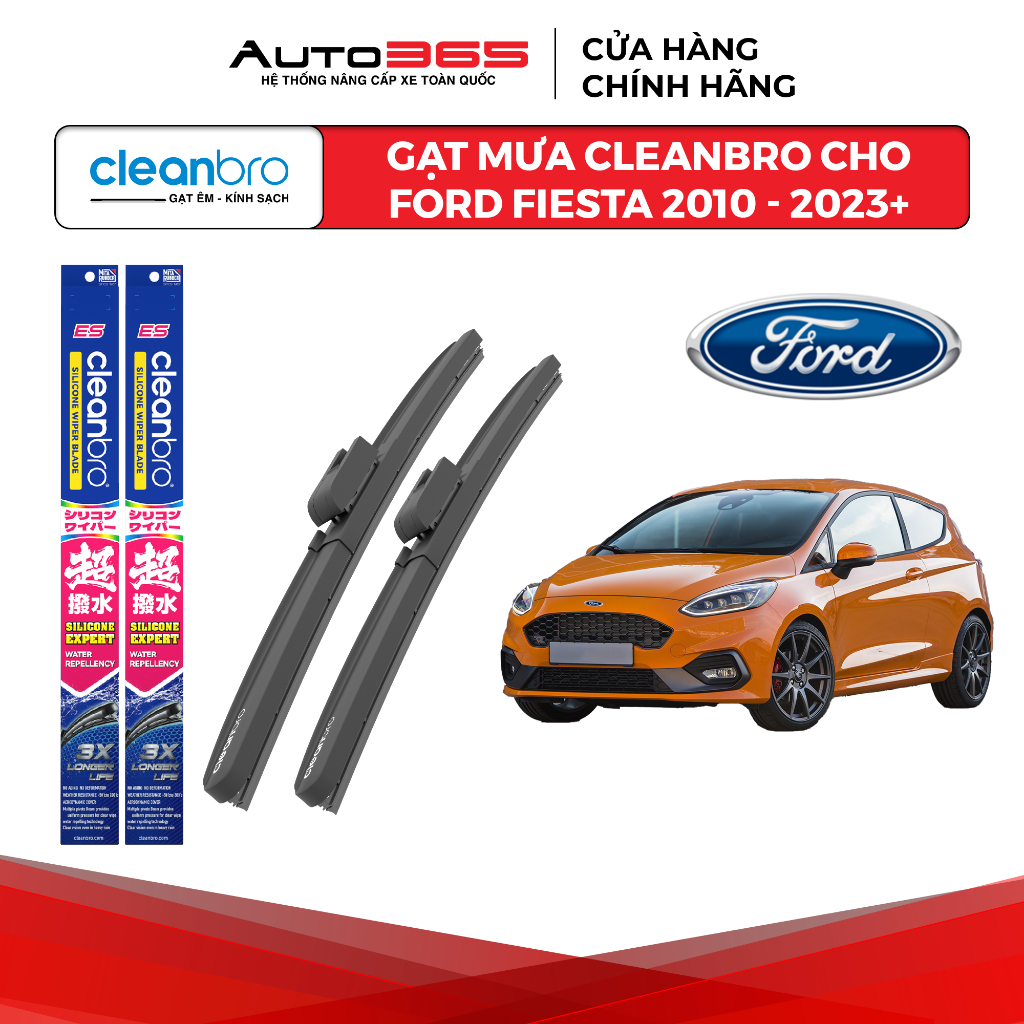 Gạt mưa Cleanbro cho xe ô tô Ford Fiesta lưỡi silicon phủ nano - Auto365 Store
