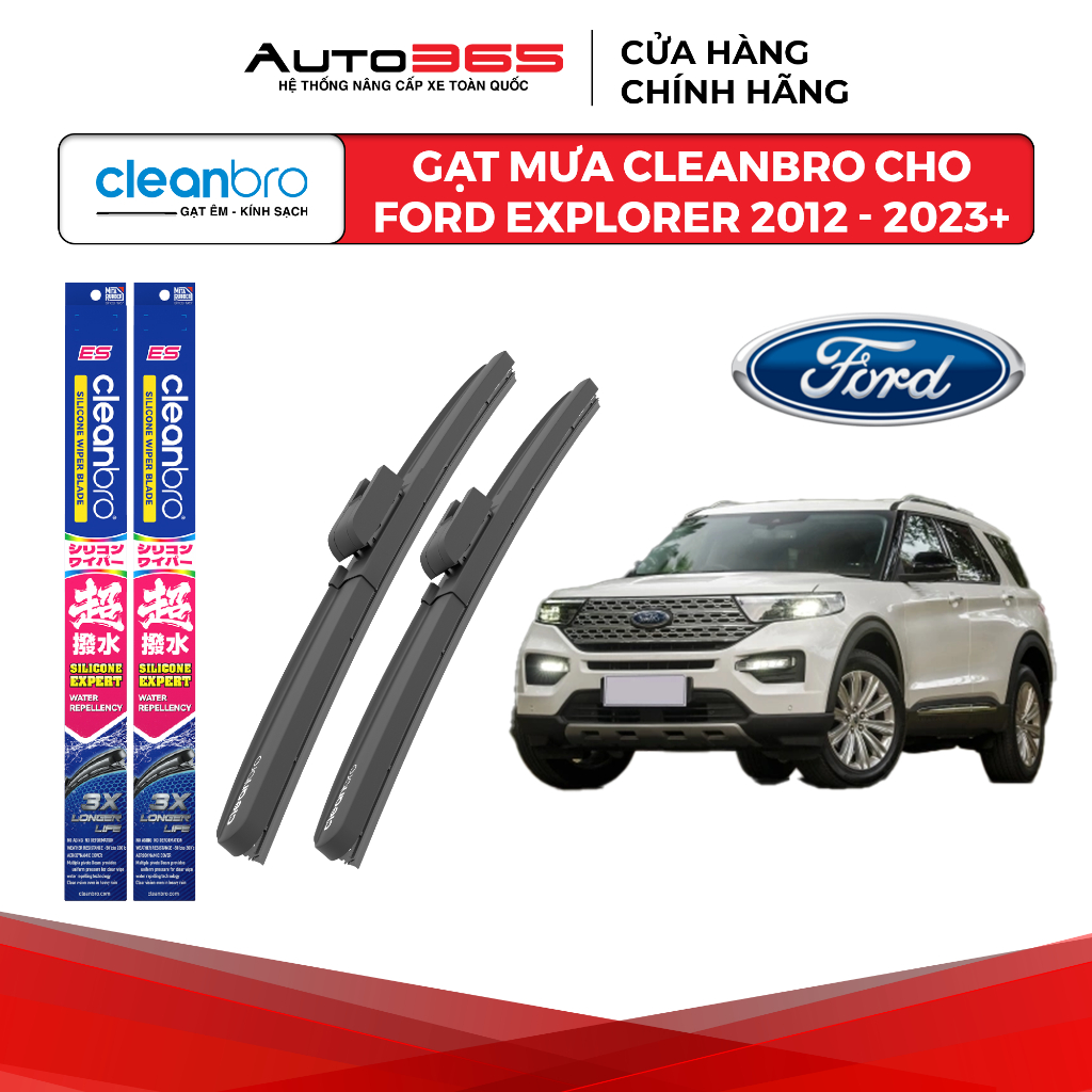 Gạt mưa Cleanbro cho xe ô tô Ford Explorer lưỡi silicon phủ nano - Auto365 Store