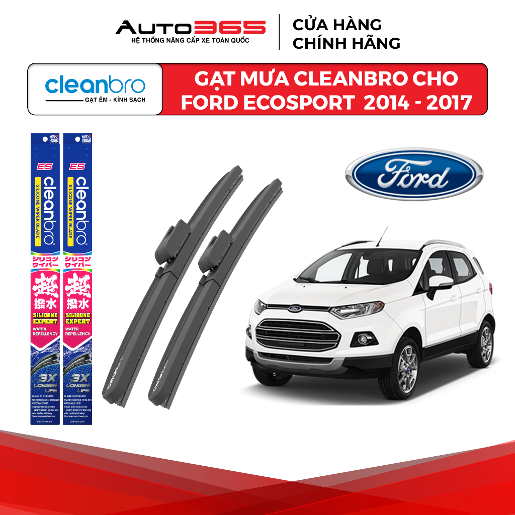 Gạt mưa Cleanbro cho xe ô tô Ford Ecosport lưỡi silicon phủ nano - Auto365 Store