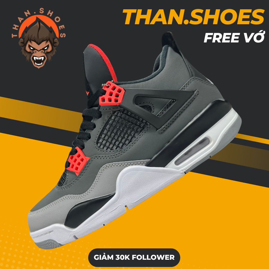 Giày Sneaker JD4 Infrared, JD4 Xám Đỏ - Than.Shoes