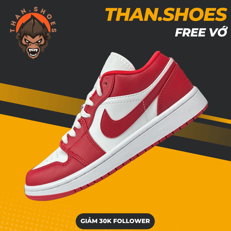 Giày Sneaker JD1 Low Gym Red White, JD1 Thấp Đỏ Trắng - Than.Shoes