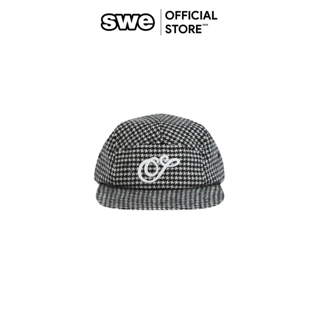 Nón Unisex Thuê Họa Tiết Local Brand SWE HOUNDSTOOTH 5-PANEL CAP - Đen