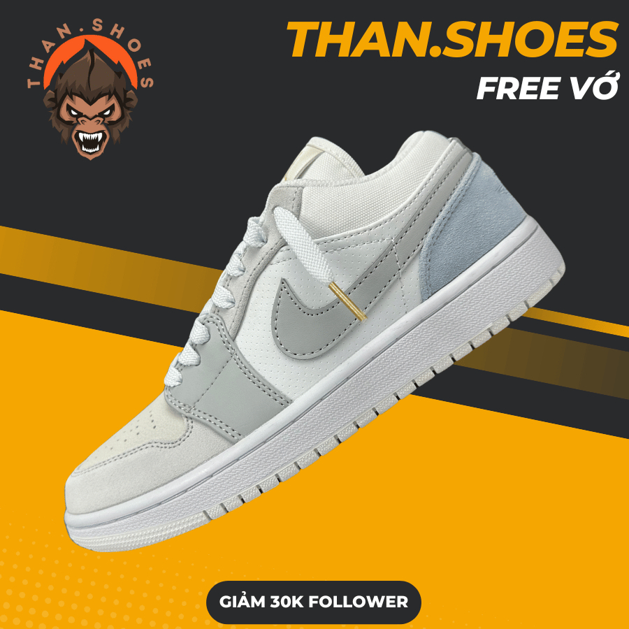 Giày Sneaker JD1 Low Paris, JD1 Cổ Thấp Trắng Xám Xanh - Than.Shoes