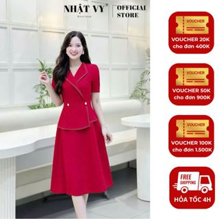  Đầm công sở thiết kế Nhật Vy peplum viền chỉ form dáng xoè chất lụa phù hợp dự tiệc đi chơi - D3174 