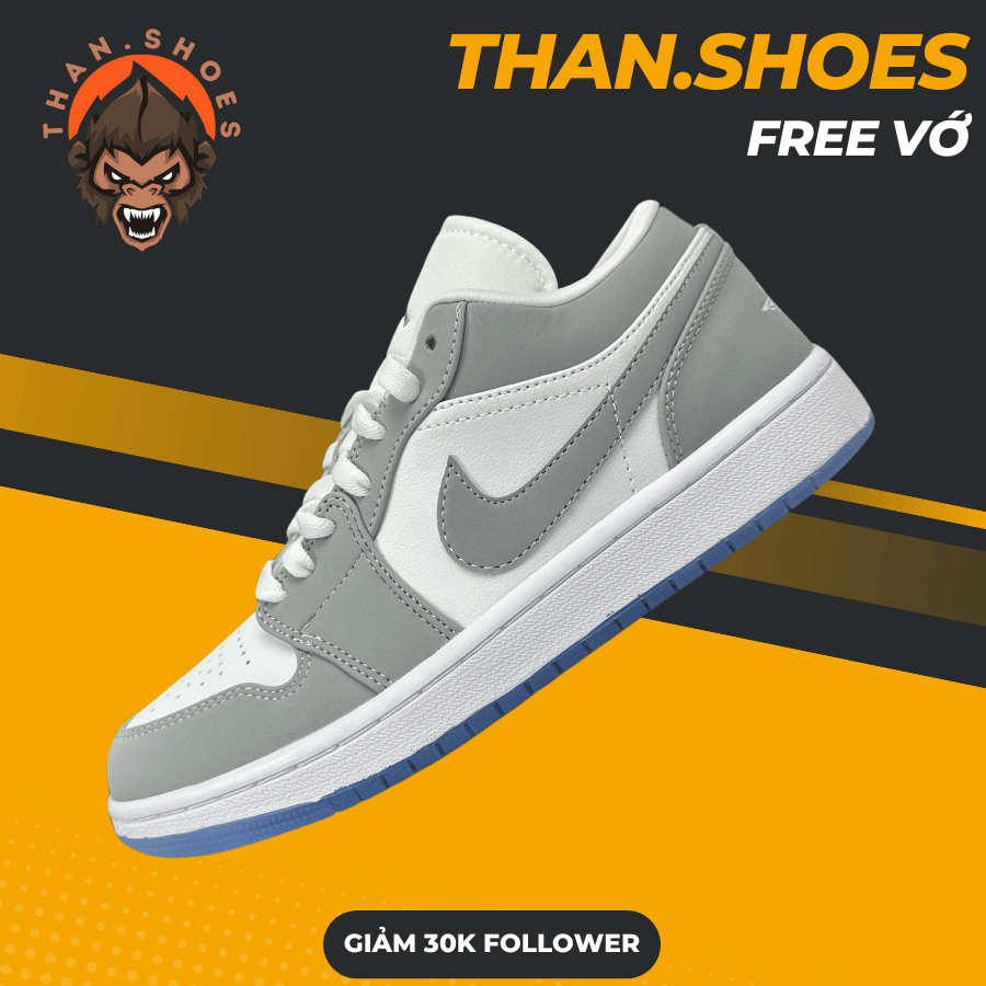 Giày JD1 Low White Wolf Grey, JD1 Cổ Thấp Xám Đế Trong - Than.Shoes