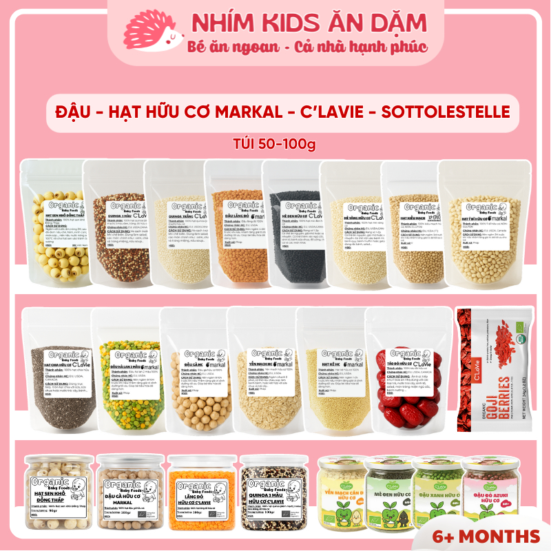 Gói 100g Hạt - Đậu Hữu Cơ Markal Nấu Cháo Ăn Dặm - Nấu Sữa Hạt Cho Bé Từ 6 Tháng - Nhím Kids Ăn Dặm