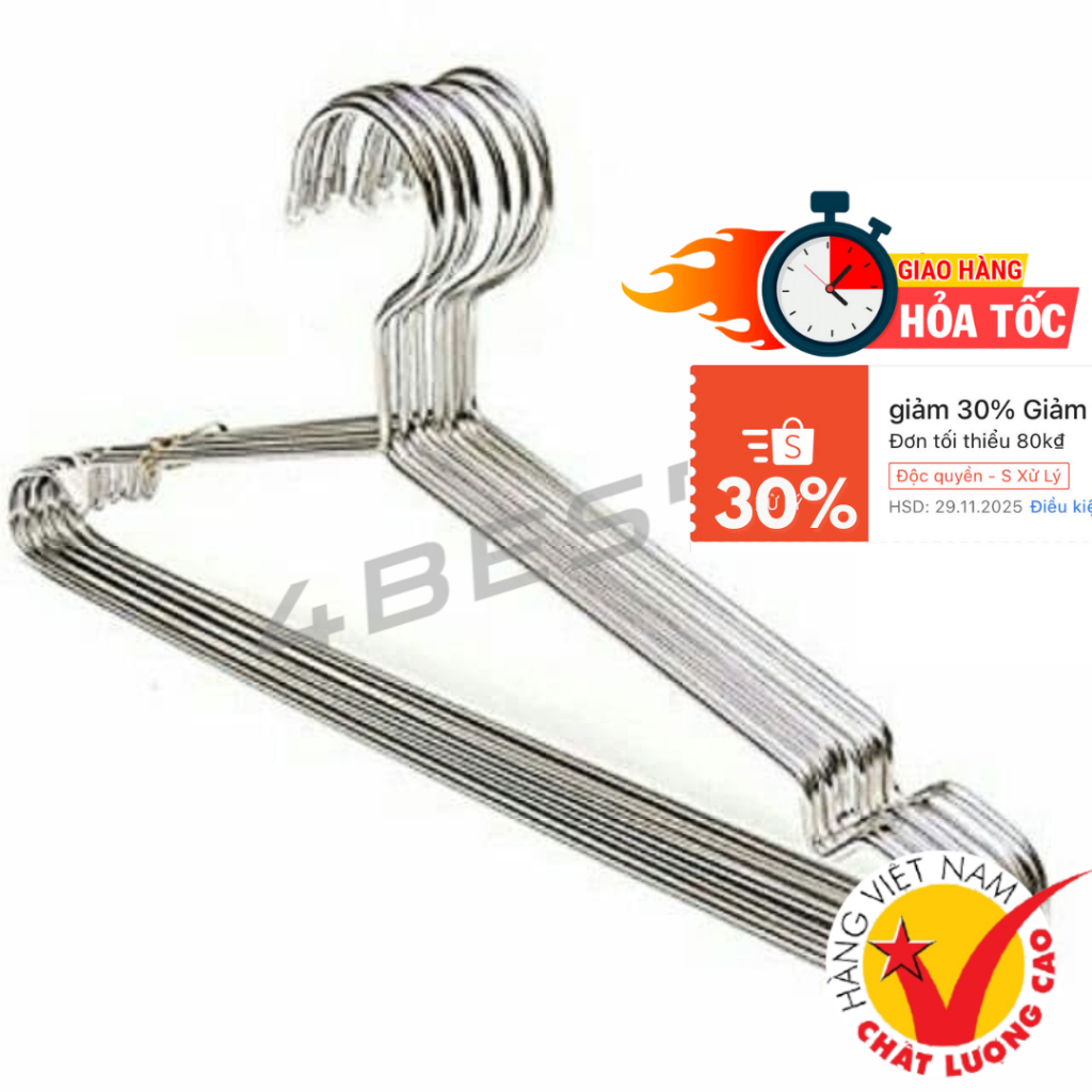 Bộ 10 móc DÀY treo quần áo người lớn, trẻ em | móc nhôm phơi đồ quần áo em bé