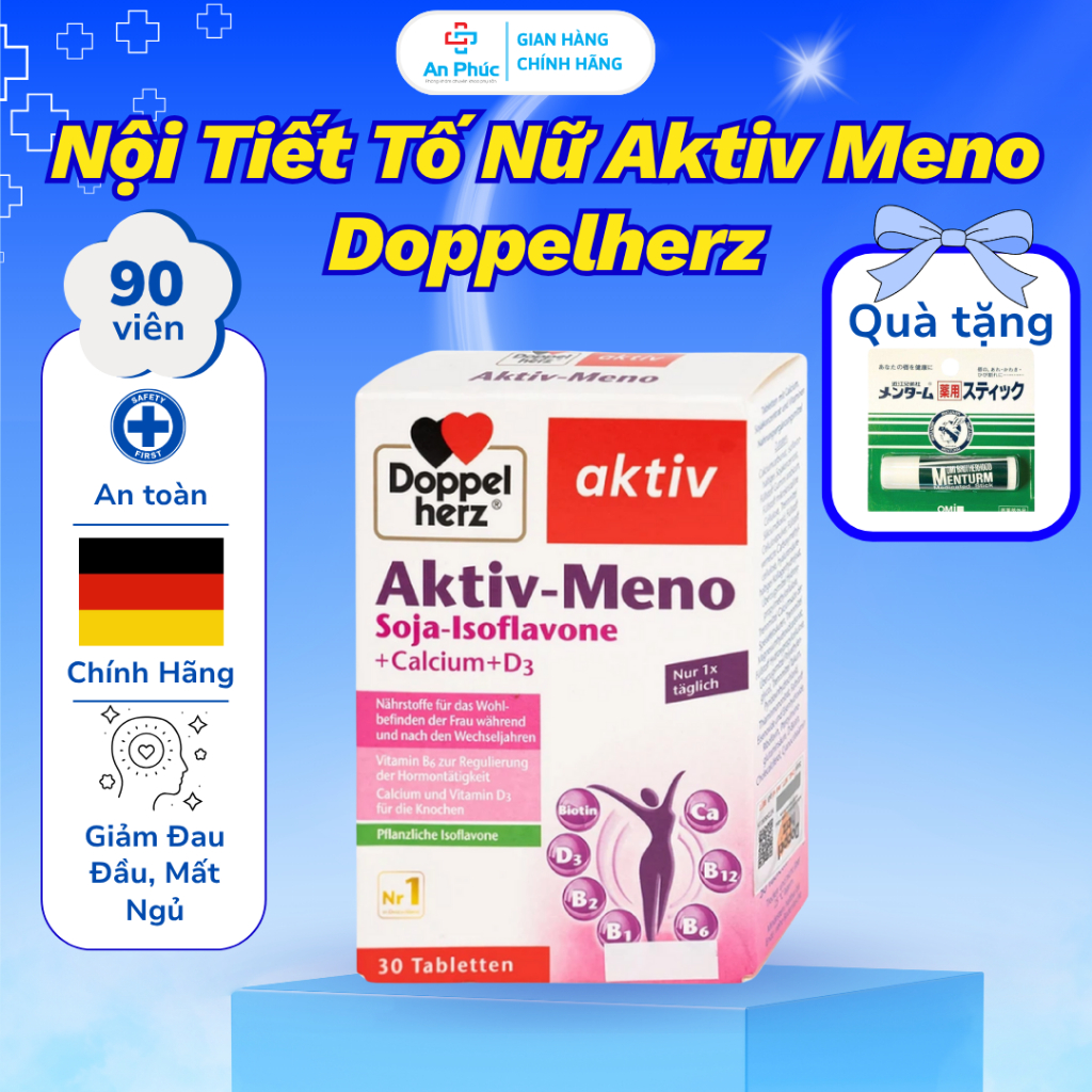 Bổ Sung Nội Tiết Tố Nữ Aktiv Meno Doppelherz - Giảm Đau Đầu, Mất Ngủ (90 Viên)