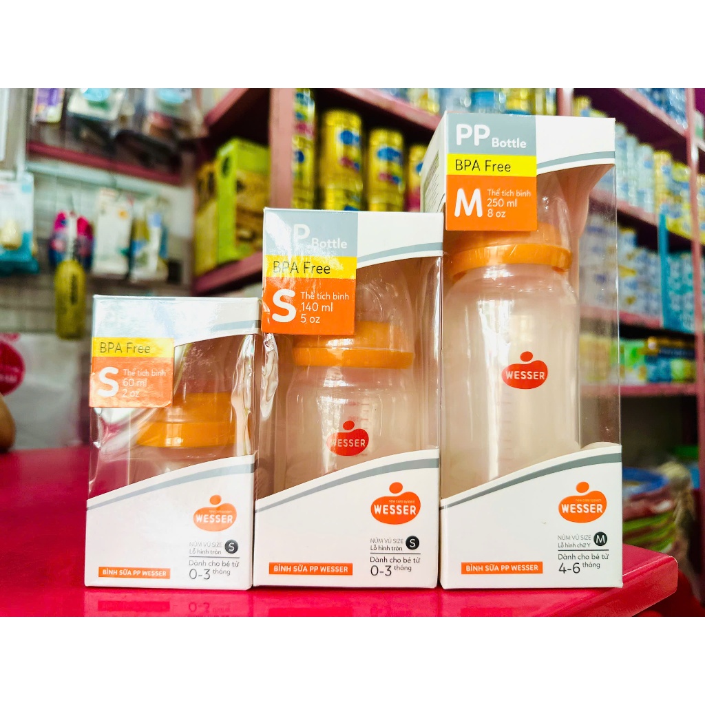 BÌNH SỮA WESSER PP BOTTLE CỔ HẸP 60ML / 140ML/ 250ML