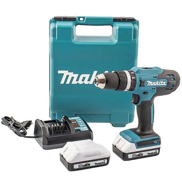 Máy khoan pin Makita HP488DWAE 18V bao gồm 2 pin 2.0AH và sạc