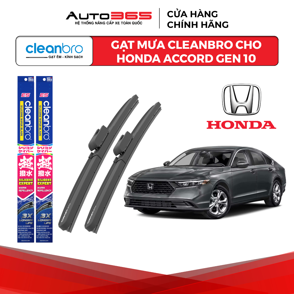 Gạt mưa Cleanbro cho xe ô tô Honda Accord lưỡi silicon phủ nano - Auto365 Store