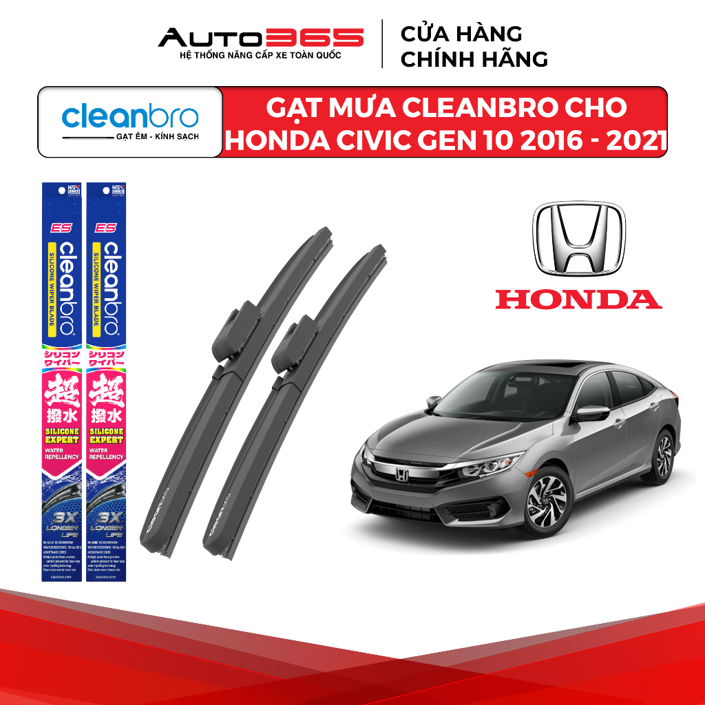 Gạt mưa Cleanbro cho xe ô tô Honda Civic lưỡi silicon phủ nano - Auto365 Store
