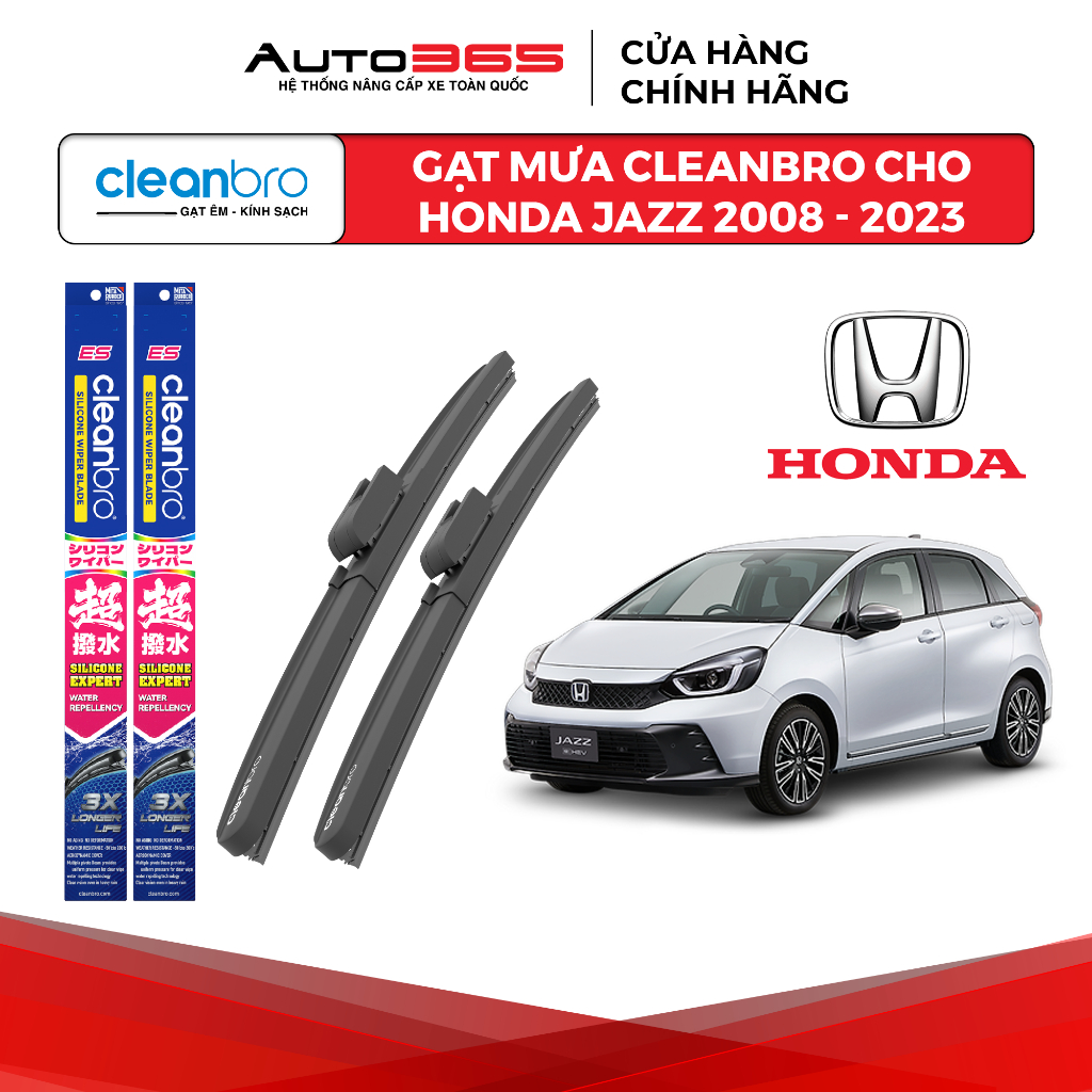 Gạt mưa Cleanbro cho xe ô tô Honda Jazz lưỡi silicon phủ nano - Auto365 Store