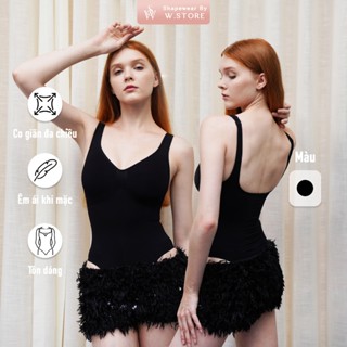   LUCY - Bản Giới Hạn  Shapewear Bodysuit Định Hình WSTORE - Áo Định Hình Body Sát Nách,Cổ Tim - KHÔNG KÈM CHÂN VÁY 