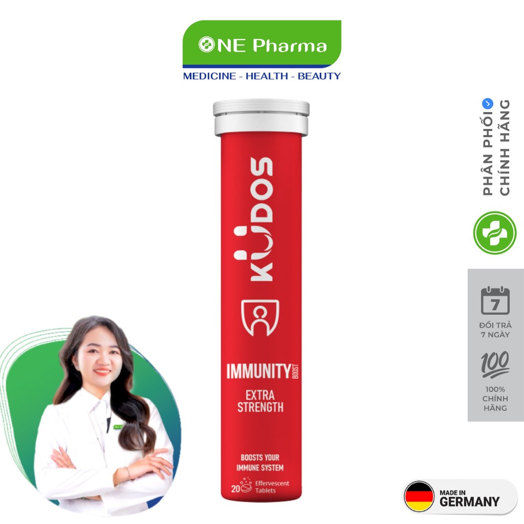 Viên Sủi Hỗ Trợ Tăng Cường Sức Khỏe Kudos Immunity Extra Strength - Hộp 20 Viên
