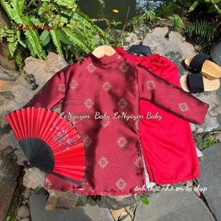  Bộ áo Dài Cát Tường màu đỏ mận xinh xắn - Diện đẹp đón tết bình an và may mắn 