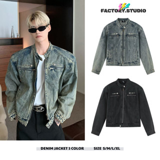 ÁO KHOÁC JEANS DENIM UNISEX- Dây Kéo Dáng Boxy 2 Colors