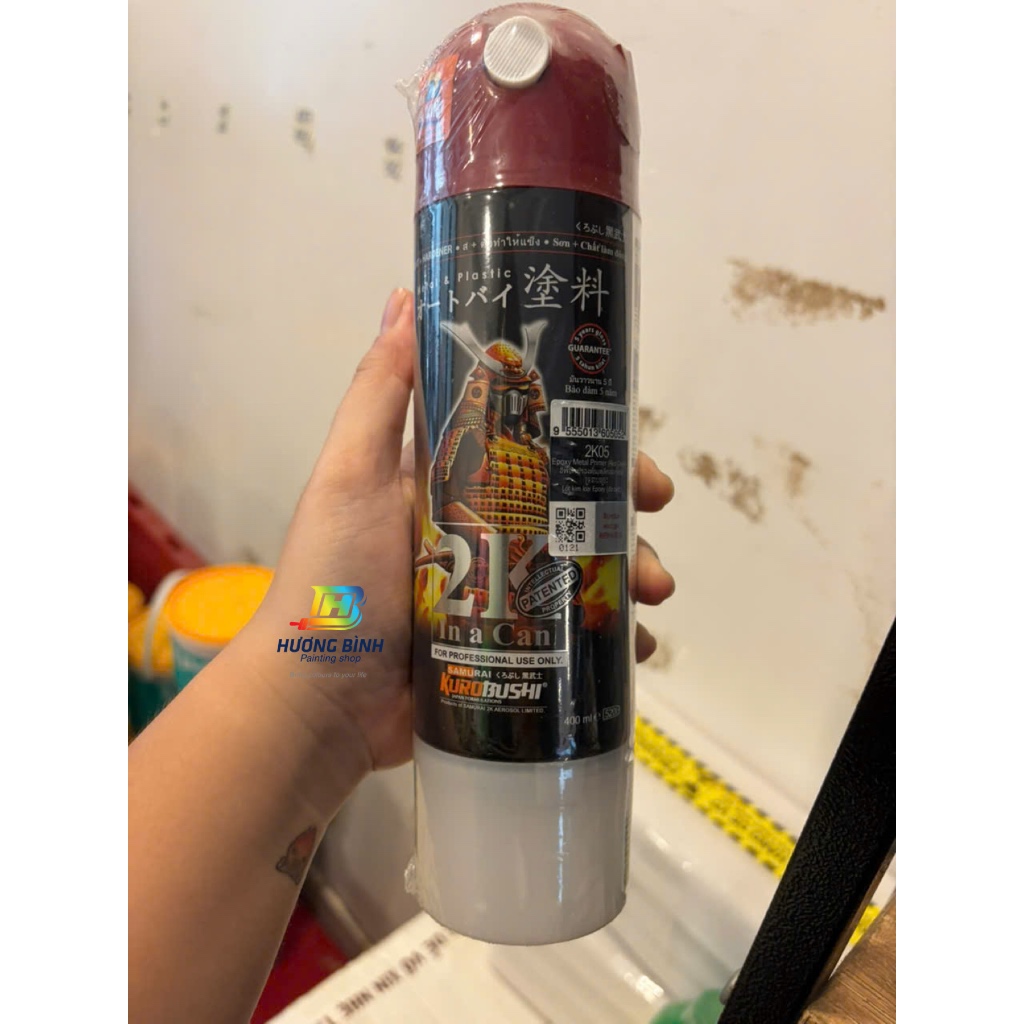 Sơn xịt Samurai 2 thành phần, sơn lót epoxy dành cho bề mặt kim loại - 2K05 (màu đỏ)