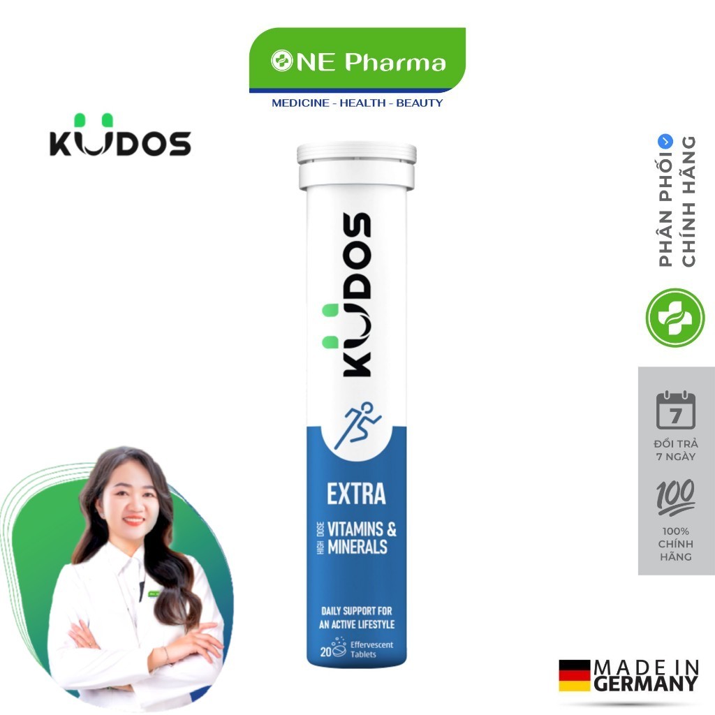 Viên Sủi Bổ Sung Năng Lượng Cơ Thể Kudos Extra High Dose Vitamins & Minerals - Hộp 20 Viên