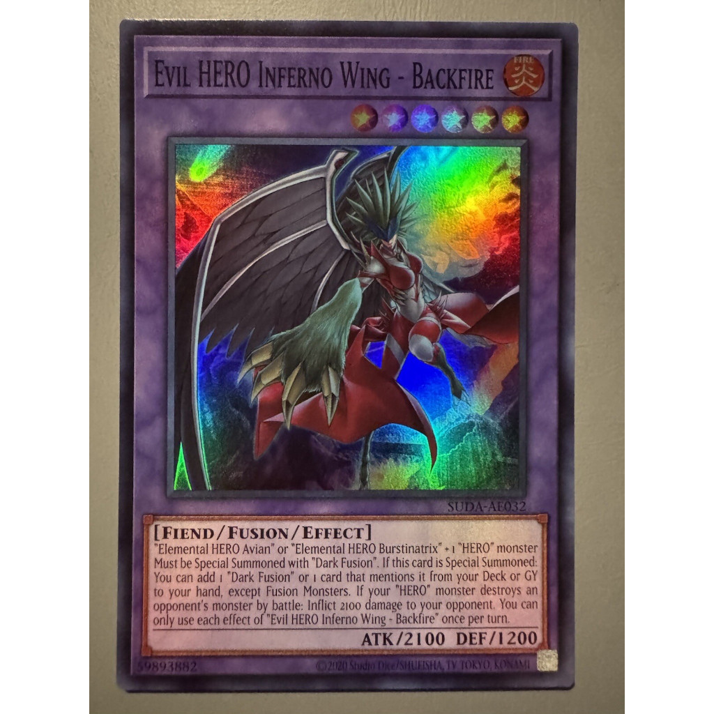 super rare ae Lá bài thẻ Yugioh Evil HERO Inferno Wing - Backfire - Tặng bọc bài fusion