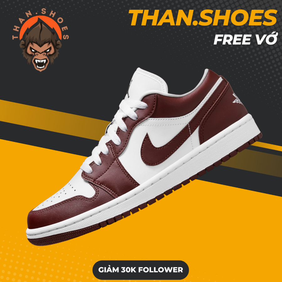 Giày Sneaker JD1 Low Team Red, JD1 Cổ Thấp Đỏ Trắng - Than.Shoes