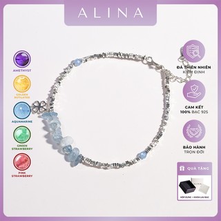  Lắc tay Bạc 925 ALINA Vạn Ánh Ngọc Tâm Vòng Đá Thô Phối Charm May Mắn 2467 F19 